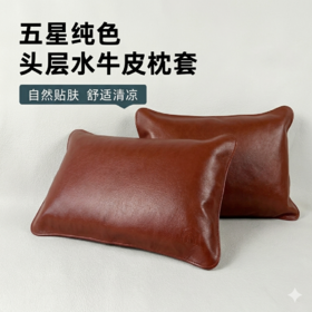 塔山头层水牛皮枕套 纯色枕套 夏季凉感 好打理一擦即净