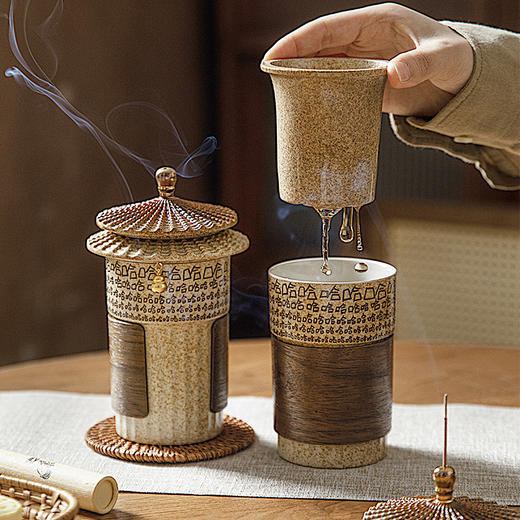摩登主妇泡茶杯创意茶水分离杯2026新款办公室带盖喝水杯陶瓷杯子 商品图1