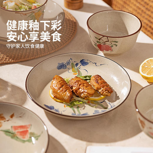 摩登主妇复古釉下彩盘子家用菜盘陶瓷碟2026新款餐具饭盘汤盘餐盘 商品图1