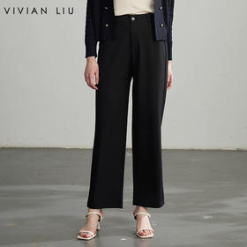 VIVIAN LIU薇薇安刘A2625003春夏女装新款斜插兜显瘦法棍直筒裤