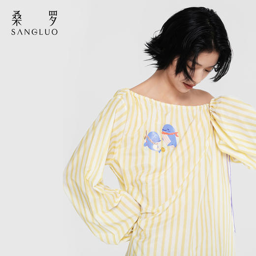 微笑豚豚』桑罗江豚印花桑蚕丝睡裙女长袖家居服可外穿2026新款 商品图4
