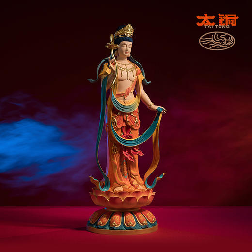太铜《东方三圣之日光菩萨》限量摆件 新中式佛像 佛堂客厅工艺品 商品图3