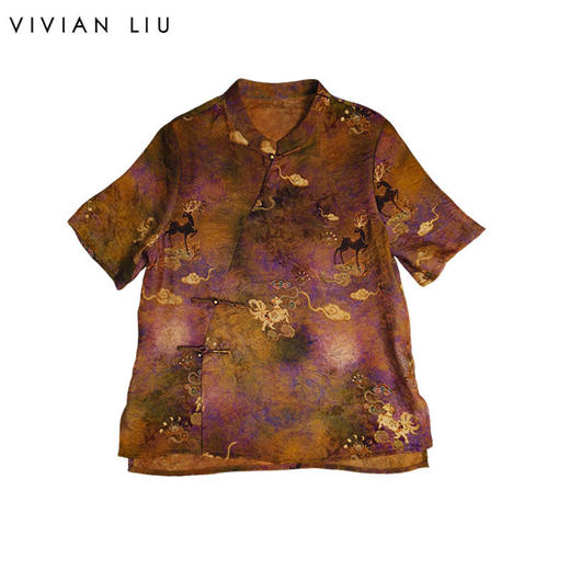 VIVIAN LIU薇薇安刘C2633001夏女装新款新中式斜襟中长款上衣 商品图0
