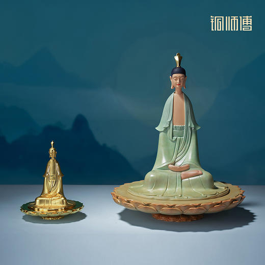 铜师傅《静悟》工位禅意观音菩萨铜摆件 静心情绪稳定治愈礼物 商品图0