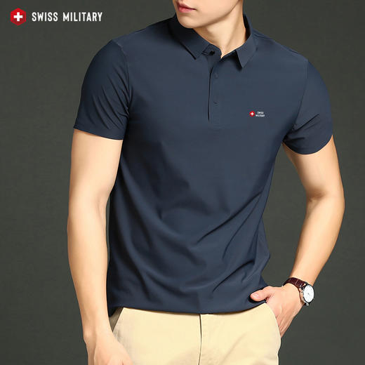 瑞士军工SWISS MILITARY 夏季男士冰丝无痕 POLO衫新款夏装速干t恤 RS-JF27099A 商品图7