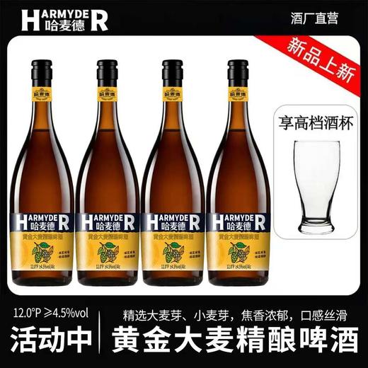 哈麦德 黄金大麦精酿啤酒 750ml*4瓶/箱礼盒装 原麦汁浓度12.0°P 酒体泡沫绵密细腻 持久挂杯 麦香扑鼻 口感醇厚 商品图1