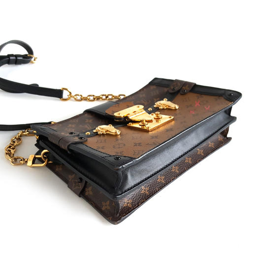 【95新】LV路易威登M43596老花拼色trunk clutch 软盒子单肩斜挎包女士180526AK02 商品图6