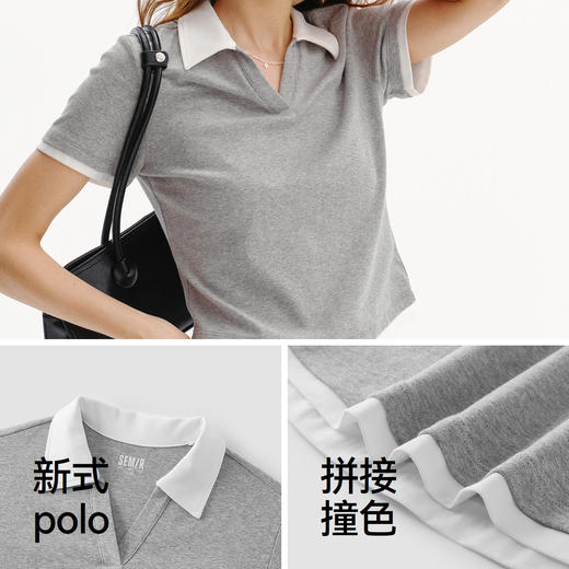 商场同款|森马POLO衫女夏季假两件修身2026新款小个子百搭套头衫 商品图3