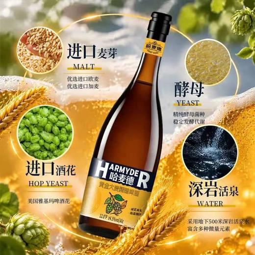 哈麦德 黄金大麦精酿啤酒 750ml*4瓶/箱礼盒装 原麦汁浓度12.0°P 酒体泡沫绵密细腻 持久挂杯 麦香扑鼻 口感醇厚 商品图8