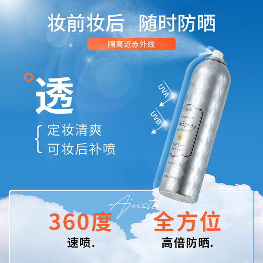 【高倍防晒】「日本Ajuste脸部防晒喷雾」SPF50爱伽丝身体面部防晒喷雾防紫外线 防赤外线 无香型/淡香型可选 锁水保湿 冰爽肤感 定妆防晒 防晒160ml/320ml可选 商品图8