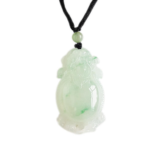 【天然正品】A货翡翠 天然细腻冰种飘花龙龟抱财（招财纳福）翡翠吊坠项链 190526XY17 商品图0