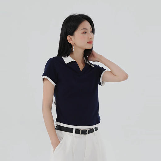 商场同款|森马POLO衫女夏季假两件修身2026新款小个子百搭套头衫 商品图2