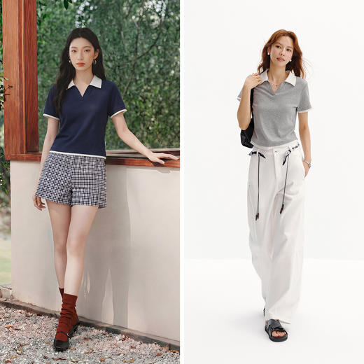 商场同款|森马POLO衫女夏季假两件修身2026新款小个子百搭套头衫 商品图4