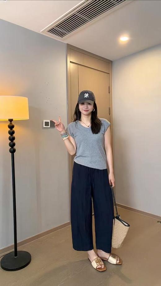 7798 女款 裸感莱赛尔亚麻宽松九分裤 WK885 商品图4
