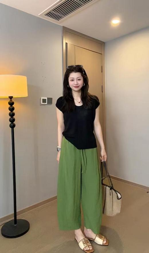 7798 女款 裸感莱赛尔亚麻宽松九分裤 WK885 商品图2