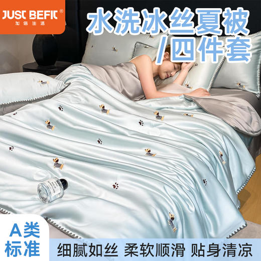 【品牌直发】加倍生活 A类水洗冰丝刺绣三角针工艺夏被-小马驹系列 9色可选 夏凉被空调被四件套 商品图0