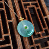 【天然正品】A货翡翠AU750黄金镶钻镶天然细腻冰种飘蓝花平安扣翡翠吊坠项链200526XY17 商品缩略图5