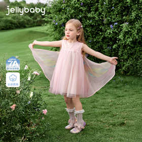 jellybaby女童无袖连衣裙宝宝裙子儿童网纱裙薄款小童公主裙夏季JQG62785★