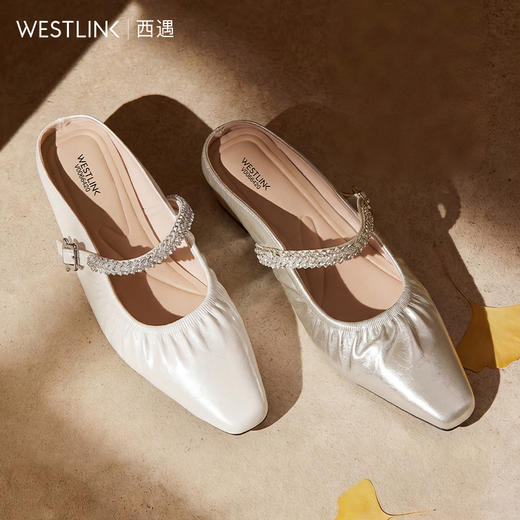 西遇包头拖鞋女2026夏季新款法式玛丽珍鞋软底一脚蹬单鞋女穆勒鞋V0066420 商品图4