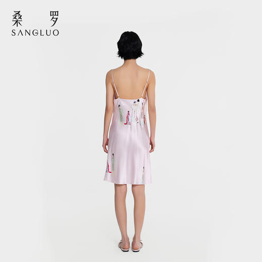 游园惊梦』桑罗戏曲印花真丝睡裙100%桑蚕丝吊带裙家居服2026新款 商品图4
