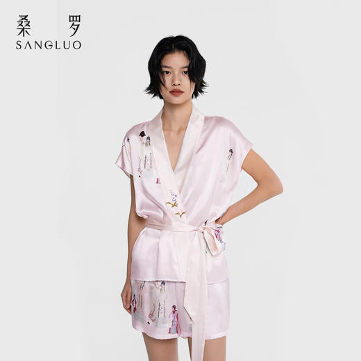 游园惊梦』桑罗戏曲印花真丝睡衣套装桑蚕丝女家居服2026新款睡裙睡袍 商品图3