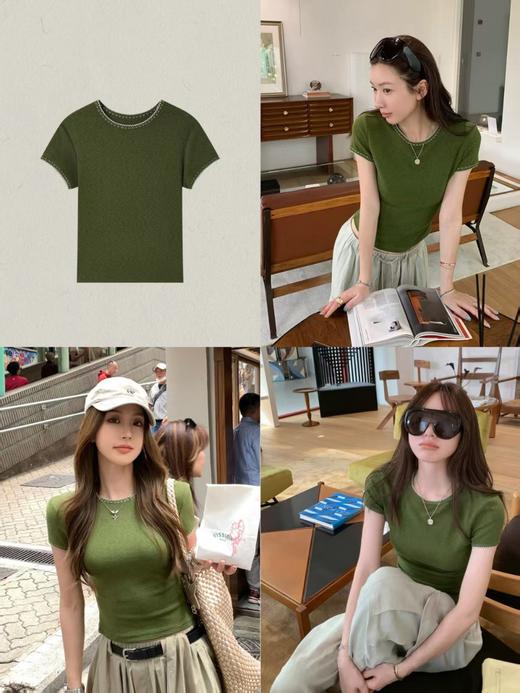 夏季新款【设计感花边圆领正肩短袖T恤】 商品图2