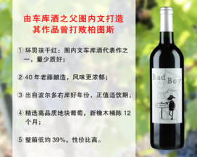 【亏本清仓，整箱更优惠】整箱低均39%｜车库酒之父图内文代表作：坏男孩干红（2014年）