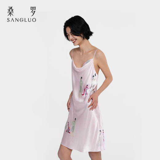 游园惊梦』桑罗戏曲印花真丝睡裙100%桑蚕丝吊带裙家居服2026新款 商品图2