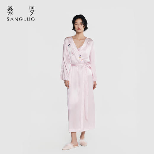游园惊梦』桑罗中式戏曲印花100%桑蚕丝真丝睡袍女家居服2026新款 商品图4