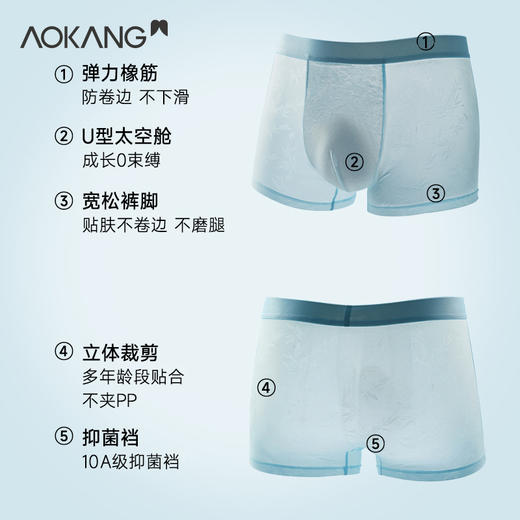 Aokang奥康凉感竹叶提花男士内裤 不勒不紧绷 久坐不闷汗 低调显格调 商品图6