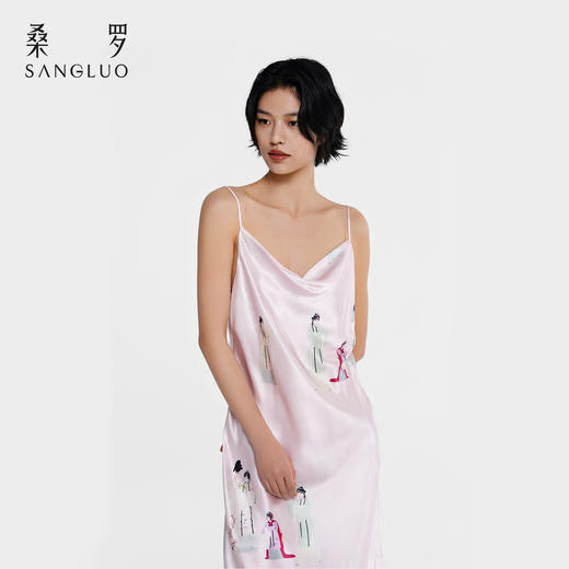 游园惊梦』桑罗戏曲印花真丝睡裙100%桑蚕丝吊带裙家居服2026新款 商品图3