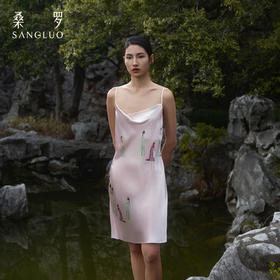 游园惊梦』桑罗戏曲印花真丝睡裙100%桑蚕丝吊带裙家居服2026新款