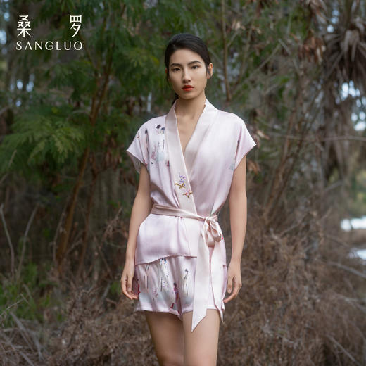 游园惊梦』桑罗戏曲印花真丝睡衣套装桑蚕丝女家居服2026新款睡裙睡袍 商品图0