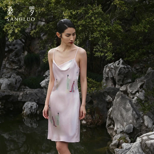 游园惊梦』桑罗戏曲印花真丝睡裙100%桑蚕丝吊带裙家居服2026新款 商品图5