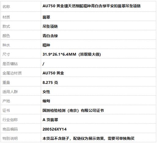 【天然正品】A货翡翠AU750黄金镶天然细腻糯种青白含绿平安扣翡翠吊坠项链200526XY14 商品图6
