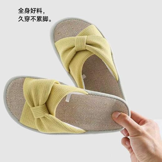 亲肤舒适静音 简约居家交叉开口盆底拖棉麻拖鞋 透气防滑拖 商品图2
