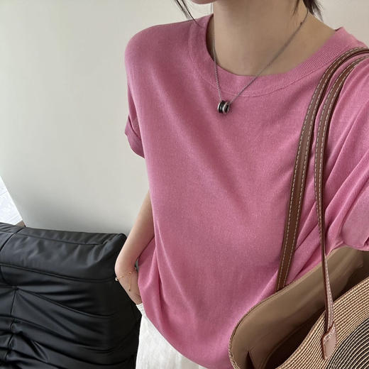 【树莓粉小飞袖T恤】亚麻莱塞尔材质 树莓粉显白显气质 微宽松版型 商品图3
