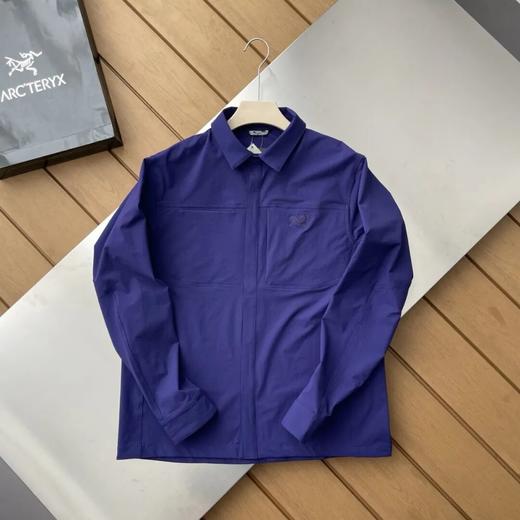 袅家CRONIN Cotton Overshirt 弹力防风防雨纯色小logo翻领衬衫夹克外套 商品图4