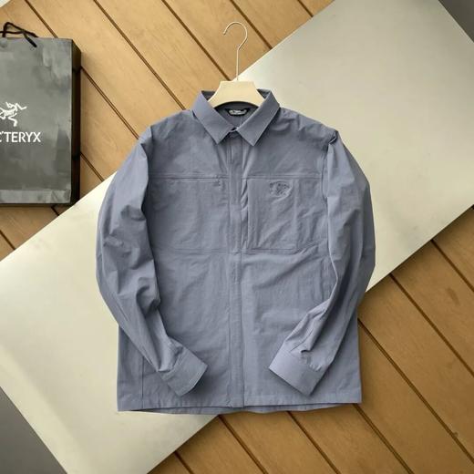 袅家CRONIN Cotton Overshirt 弹力防风防雨纯色小logo翻领衬衫夹克外套 商品图2