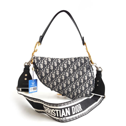 【95新】DIOR迪奥中号老花Saddle马鞍包单肩斜挎手提包中性款190526NJS27 商品图2
