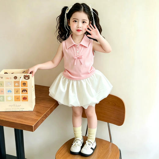 【温柔显白❗轻盈飘逸】女童连衣裙2026夏季新款超可爱百搭翻领无袖蓬蓬裙宝宝花苞公主裙。xc★深秘心选 商品图1