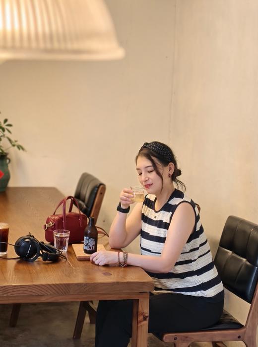 【亚麻条纹背心】纯棉+亚麻的chill 镂空提花 宽松版型 轻盈自在 透气凉爽 松弛百搭 商品图1