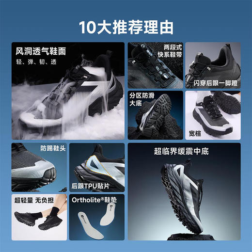 【户外鞋的耐磨防护+跑鞋的缓震支撑+休闲鞋的舒适透气】翱戈AVOCCO超临界缓震越野徒步鞋 商品图3