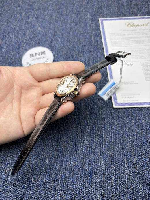 专柜同步新款 NR萧邦快乐钻系列30mm 五钻 机械女表 美洲鳄鱼皮表带 商品图4