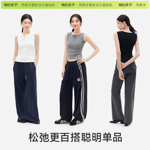 「棉的美学」简约白色前排扣吊带亨利领背心女夏季小个子修身显瘦无袖上衣 商品图3