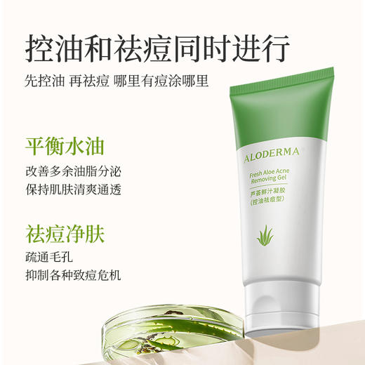 【618现货钜惠】瑷露德玛芦荟鲜汁凝胶控油袪痘型 80g    控油祛痘 芦荟叶汁位于配料成分表首位 商品图2