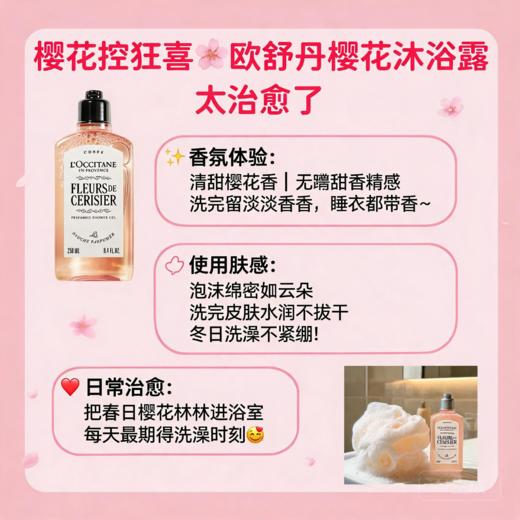 法国L‘occitane欧舒丹 玫瑰/樱花沐浴露-250ML【新版】 商品图5