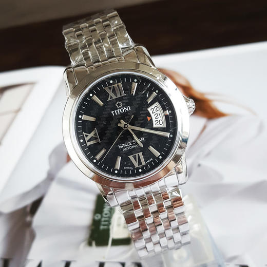 【全新】TITONI梅花83738 S-343自动机械机芯日期显示39mm（男款）天星系列精钢170426NJ102 商品图4