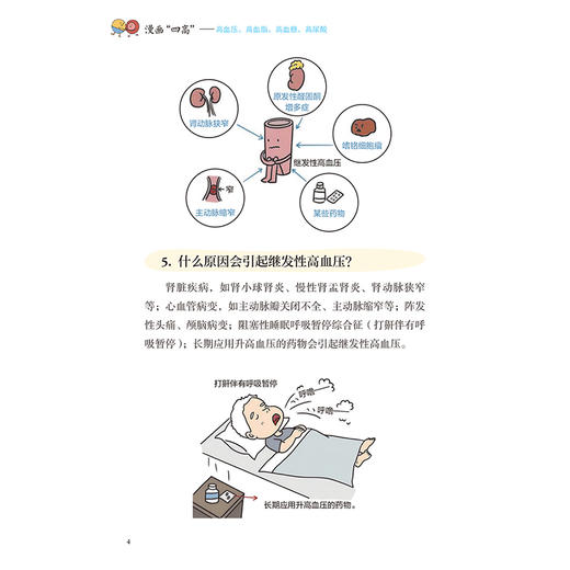 漫画四高 高血压 高血脂 高血糖 高尿酸 塑心学堂系列 张敏州 陈茂生 主编 科普 疾病防治 9787117395205 人民卫生出版社 商品图4