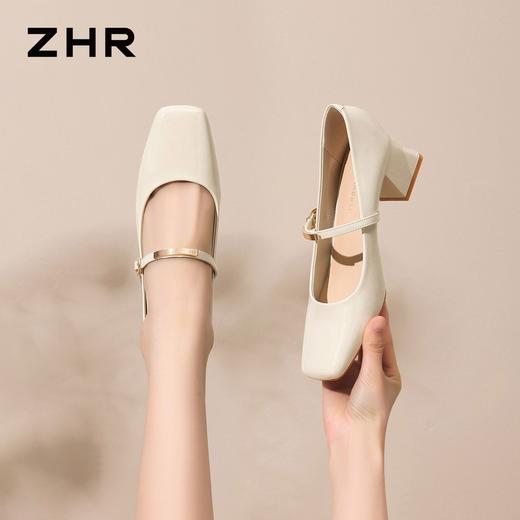 ZHR则则法式一字扣粗跟玛丽珍鞋2026新款时尚方头百搭ins浅口单鞋★ 商品图9
